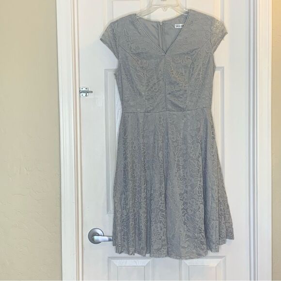 MUADRESS Women's Lace Cocktail Wedding Party Dress Gray Size Large - Picture 10 of 11